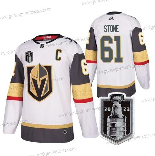 Herren Vegas Golden Knights #61 Mark Stone 2023 Stanley Cup Final Strickerei Trikots – Weiß