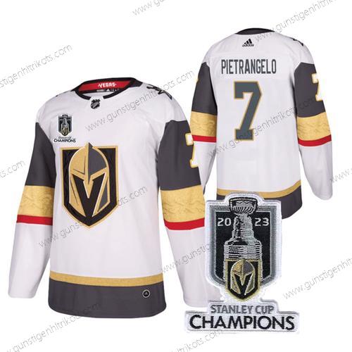 Herren Vegas Golden Knights #7 Alex Pietrangelo 2023 Stanley Cup Champions Strickerei Trikots – Weiß