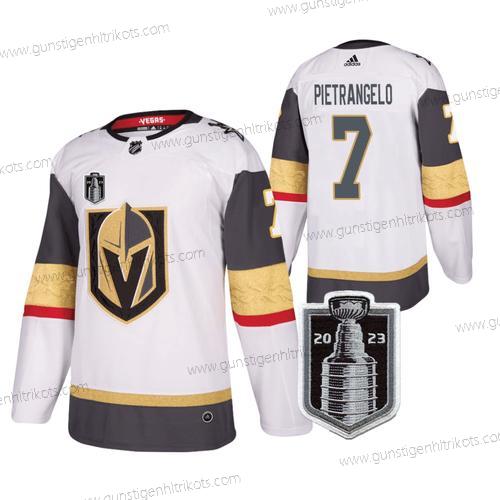 Herren Vegas Golden Knights #7 Alex Pietrangelo 2023 Stanley Cup Final Strickerei Trikots – Weiß