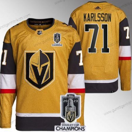 Herren Vegas Golden Knights #71 William Karlsson 2023 Stanley Cup Champions Strickerei Trikots – Gold