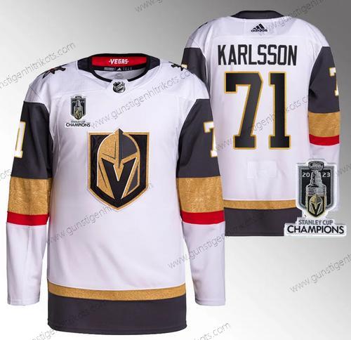 Herren Vegas Golden Knights #71 William Karlsson 2023 Stanley Cup Champions Strickerei Trikots – Weiß