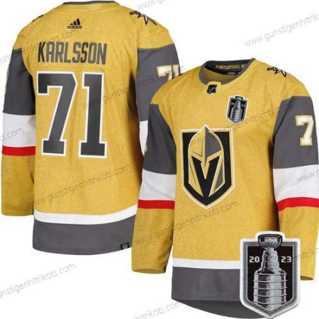 Herren Vegas Golden Knights #71 William Karlsson 2023 Stanley Cup Final Strickerei Trikots – Gold