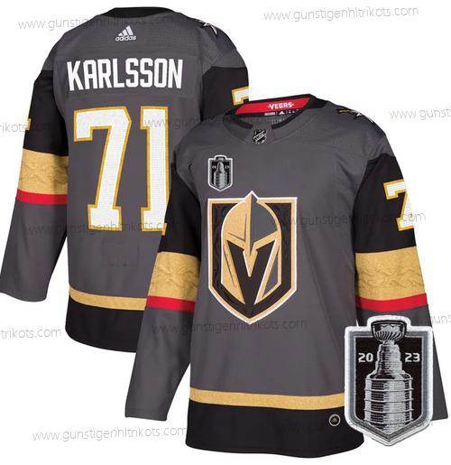 Herren Vegas Golden Knights #71 William Karlsson 2023 Stanley Cup Final Strickerei Trikots – Grau