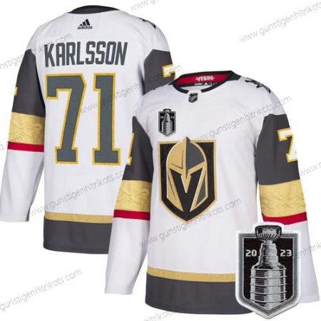 Herren Vegas Golden Knights #71 William Karlsson 2023 Stanley Cup Final Strickerei Trikots – Weiß