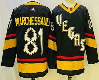 Herren Vegas Golden Knights #81 Jonathan Marchessault 2022 Rückseite Retro Authentisch Trikots – Schwarz