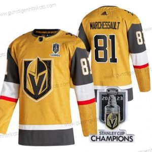 Herren Vegas Golden Knights #81 Jonathan Marchessault 2023 Stanley Cup Champions Strickerei Trikots – Gold