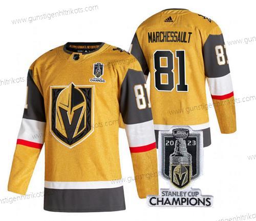 Herren Vegas Golden Knights #81 Jonathan Marchessault 2023 Stanley Cup Champions Strickerei Trikots – Gold