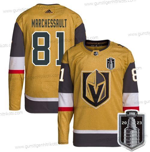 Herren Vegas Golden Knights #81 Jonathan Marchessault 2023 Stanley Cup Final Strickerei Trikots – Gold