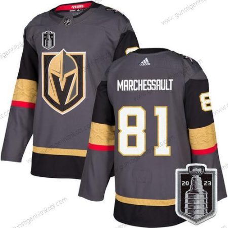 Herren Vegas Golden Knights #81 Jonathan Marchessault 2023 Stanley Cup Final Strickerei Trikots – Grau