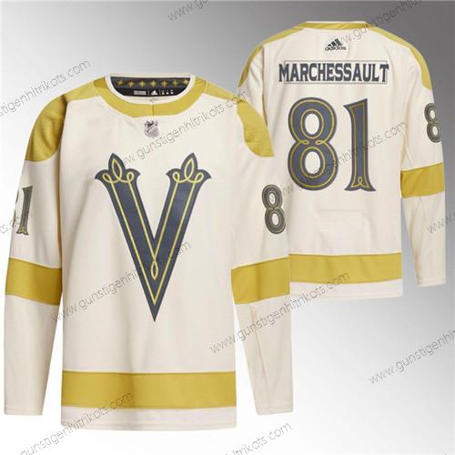 Herren Vegas Golden Knights #81 Jonathan Marchessault 2024 Winter Klassisch Breakaway Strickerei Trikots – Creme