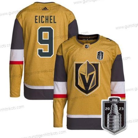 Herren Vegas Golden Knights #9 Jack Eichel 2023 Stanley Cup Final Strickerei Trikots – Gold