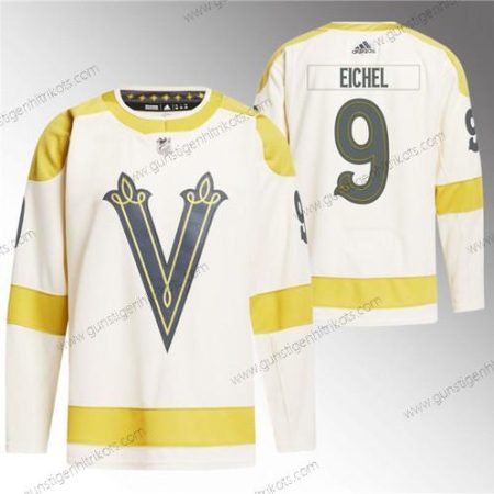 Herren Vegas Golden Knights #9 Jack Eichel 2024 Winter Klassisch Primegreen Strickerei Trikots – Creme