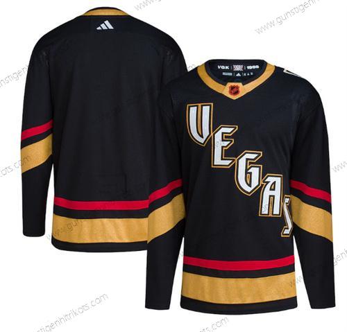 Herren Vegas Golden Knights Leer 2022-23 Rückseite Retro Strickerei Trikots – Schwarz