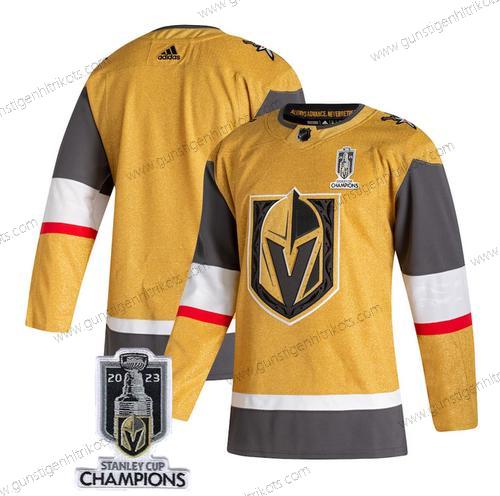 Herren Vegas Golden Knights Leer 2023 Stanley Cup Champions Strickerei Trikots – Gold