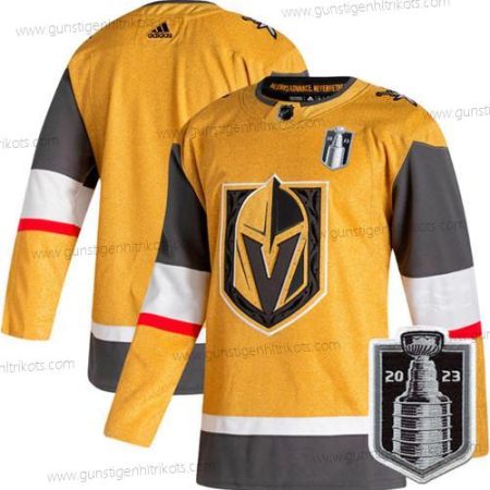 Herren Vegas Golden Knights Leer 2023 Stanley Cup Final Strickerei Trikots – Gold