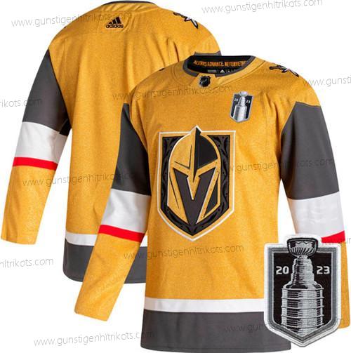 Herren Vegas Golden Knights Leer 2023 Stanley Cup Final Strickerei Trikots – Gold