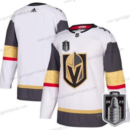 Herren Vegas Golden Knights Leer 2023 Stanley Cup Final Strickerei Trikots – Weiß