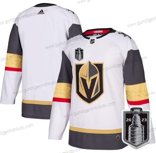 Herren Vegas Golden Knights Leer 2023 Stanley Cup Final Strickerei Trikots – Weiß