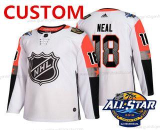 Herren Vegas Golden Knights Personalisiertes 2018 NHL All-Star Strickerei Ice Hockey Trikots – Weiß