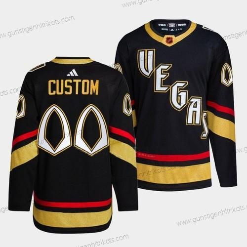 Herren Vegas Golden Knights Personalisiertes Active Spieler 2022 Rückseite Retro 2.0 Strickerei Trikots – Schwarz