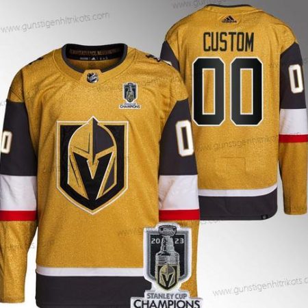 Herren Vegas Golden Knights Personalisiertes Active Spieler 2023 Stanley Cup Champions Strickerei Trikots – Gold