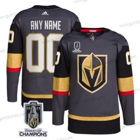 Herren Vegas Golden Knights Personalisiertes Active Spieler 2023 Stanley Cup Champions Strickerei Trikots – Grau