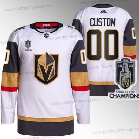 Herren Vegas Golden Knights Personalisiertes Active Spieler 2023 Stanley Cup Champions Strickerei Trikots – Weiß