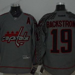 Herren Washington Capitals #19 Nicklas Backstrom Charcoal Trikots – Grau