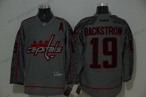 Herren Washington Capitals #19 Nicklas Backstrom Charcoal Trikots – Grau