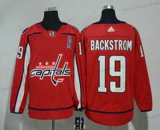 Herren Washington Capitals #19 Nicklas Backstrom With A Patch 2017-2018 Hockey Strickerei NHL Trikots – Rot