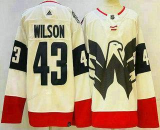 Herren Washington Capitals #43 Tom Wilson 2023 Stadium Series Strickerei Trikots – Weiß