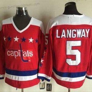 Herren Washington Capitals #5 Rod Langway 1987-88 CCM Vintage Trikots – Rot