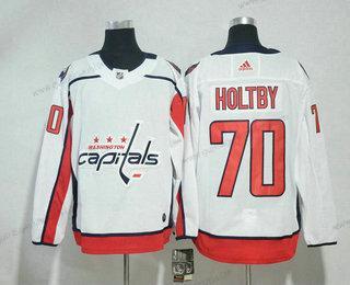 Herren Washington Capitals #70 Braden Holtby 2017-2018 Hockey Strickerei NHL Trikots – Weiß