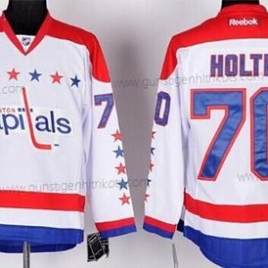 Herren Washington Capitals #70 Braden Holtby Ausweichtrikot Trikots – Weiß