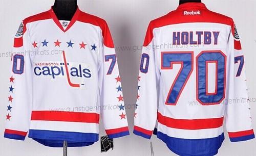 Herren Washington Capitals #70 Braden Holtby Ausweichtrikot Trikots – Weiß