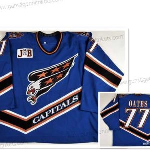 Herren Washington Capitals #77 Adam Oates 1996-97 Game Worn With Patch Jb Trikots – Blau Schwarz