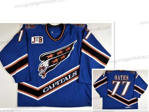 Herren Washington Capitals #77 Adam Oates 1996-97 Game Worn With Patch Jb Trikots – Blau Schwarz