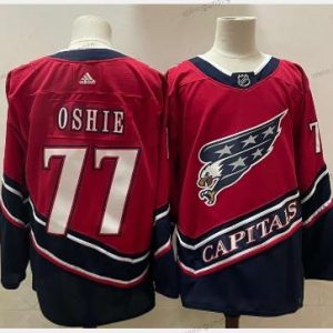 Herren Washington Capitals #77 T. J. Oshie 2021 Retro Strickerei NHL Trikots – Rot