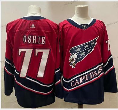 Herren Washington Capitals #77 T. J. Oshie 2021 Retro Strickerei NHL Trikots – Rot