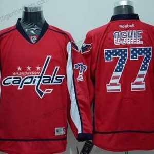 Herren Washington Capitals #77 T. J. Oshie Reebok USA Flag Hockey Trikots – Rot