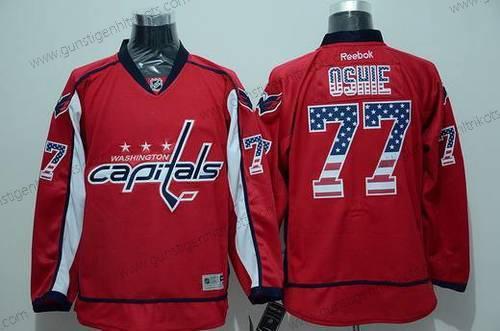 Herren Washington Capitals #77 T. J. Oshie Reebok USA Flag Hockey Trikots – Rot