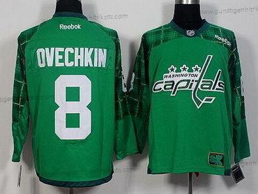 Herren Washington Capitals #8 Alex Ovechkin 2016 St. Patrick’S Day Hockey Trikots – Grün