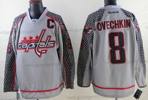 Herren Washington Capitals #8 Alex Ovechkin Charcoal Trikots – Grau