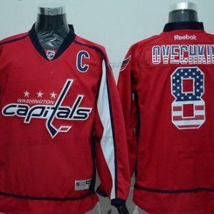 Herren Washington Capitals #8 Alex Ovechkin Reebok USA Flag Hockey Trikots – Rot