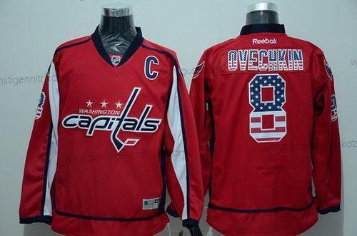 Herren Washington Capitals #8 Alex Ovechkin Reebok USA Flag Hockey Trikots – Rot