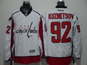 Herren Washington Capitals #92 Evgeny Kuznetsov Reebok Auswärtstrikots Hockey Trikots – Weiß