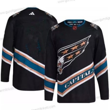 Herren Washington Capitals Leer 2022-23 Rückseite Retro Strickerei Trikots – Schwarz