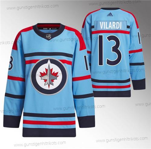 Herren Winnipeg Jets #13 Gabriel Vilardi Jahrestag Primegreen Strickerei Trikots – Blau