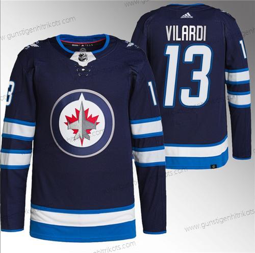 Herren Winnipeg Jets #13 Gabriel Vilardi Strickerei Trikots – Marineblau