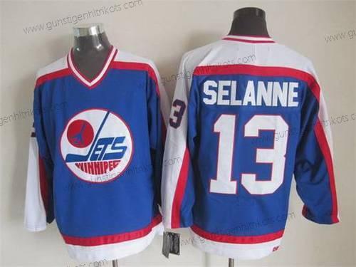 Herren Winnipeg Jets #13 Teemu Selanne 1979-80 CCM Vintage Trikots – Blau